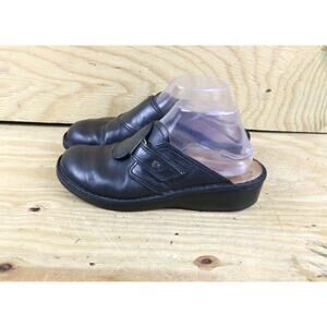 Finn Comfort 39 Womens Black Leather Aussee Clogs Mules Germany